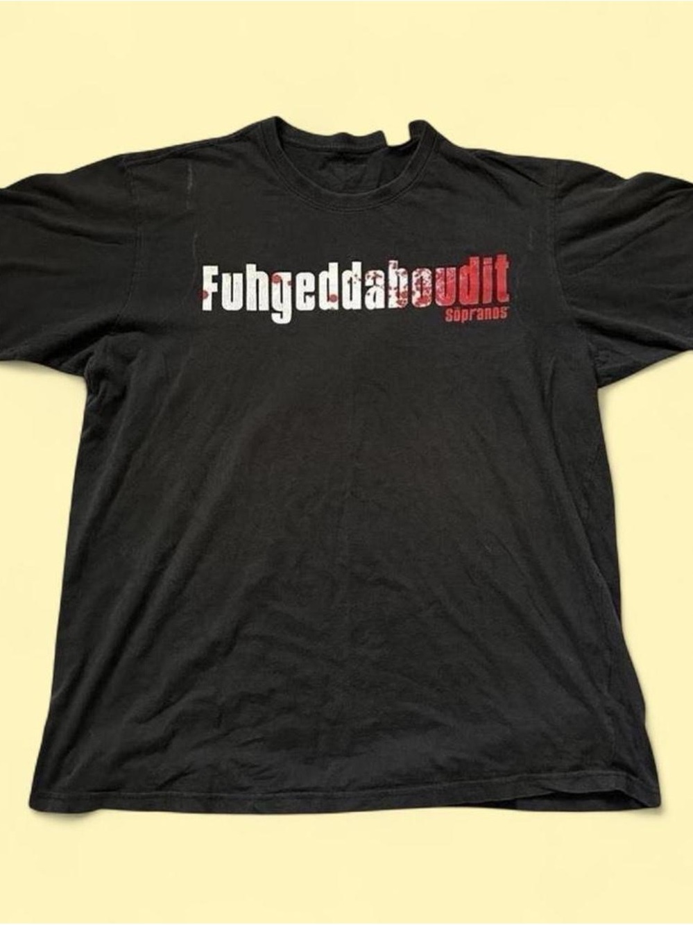 Vintage Black HBO Sopranos 'Fuhgeddaboudit' Graphic Tee - XXL